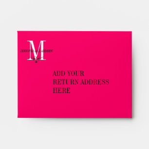 Hot Pink Monogram Chandelier RSVP Card Envelopes