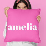 Hot Pink Monogram Cushion<br><div class="desc">Cute pillow that features your monogram name or initials in a bold white popular font and a hot pink background. You can adjust the size of the font in the design tool for shorter or longer names. Perfect bedroom and dorm room decor.</div>