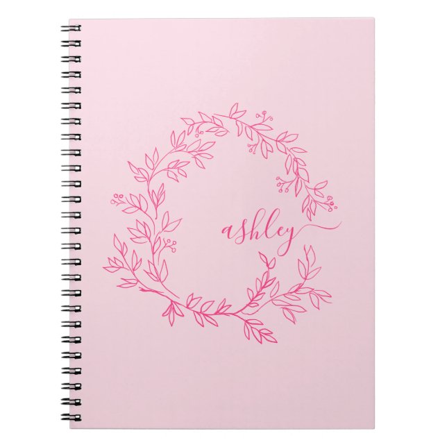 Hot Pink Monogram Girl's Back to School Notebook (Front)