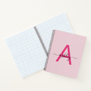 Hot Pink Monogram Girl's Back to School Notebook
