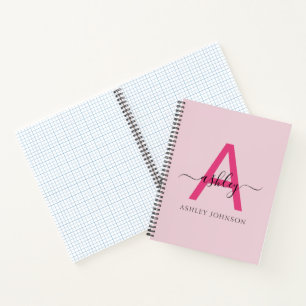 Hot Pink Monogram Girl's Back to School Notebook