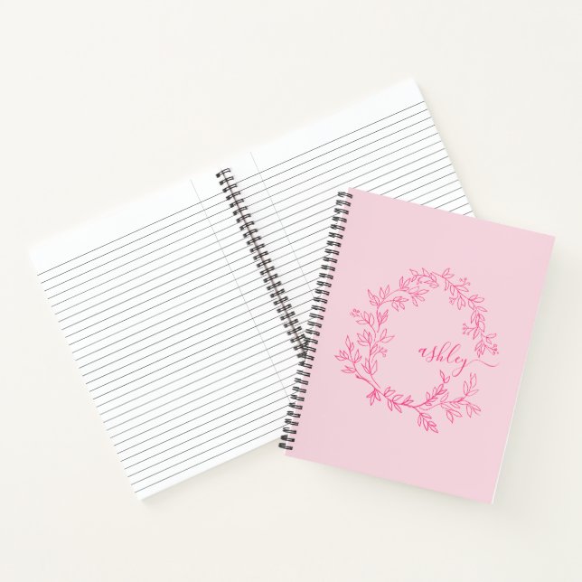 Hot Pink Monogram Girl's Back to School Notebook (Inside)