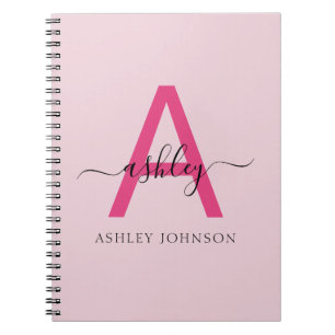 Hot Pink Monogram Girl's Back to School Notebook
