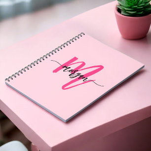 Hot Pink Monogram Girl's Back to School Notebook