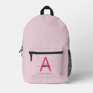 Hot Pink Monogram Girl's Back to School Printed Backpack