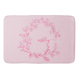 Hot Pink Monogram Girl's Dorm Room Bath Mat