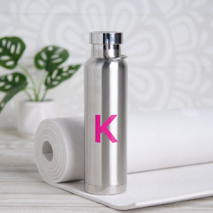 Hot Pink Monogram Initial Name Gift Party Favor Water Bottle