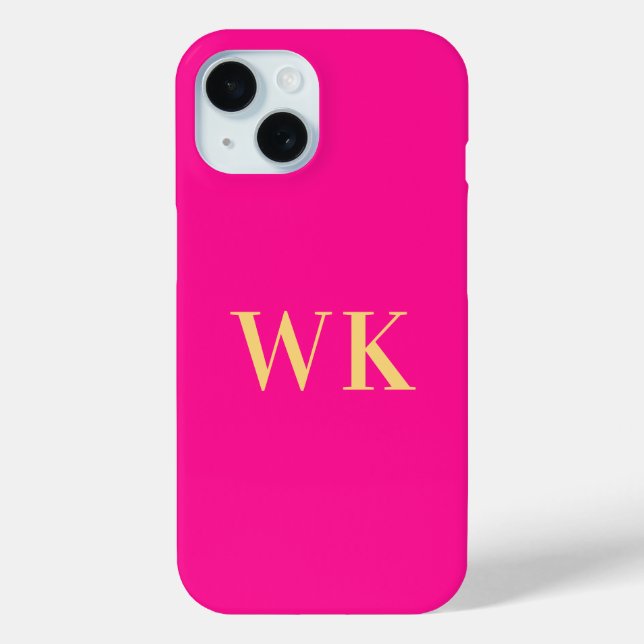Hot Pink Monogram Initials Case-Mate iPhone Case (Back)
