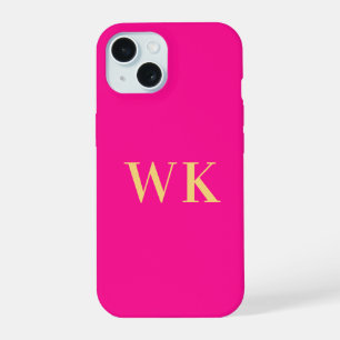 Hot Pink Monogram Initials iPhone 15 Case