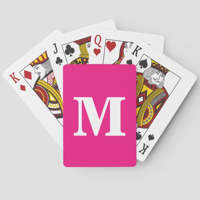  Hot Pink Monogram Initials Name Custom Colour Gif Playing Cards (Back)