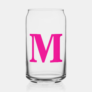 Hot Pink Monogram Initials Name Custom Gift Favor Can Glass