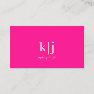Hot Pink Monogram Makeup Artist Business Card