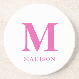 Hot Pink Monogram Name Coaster