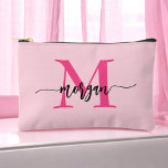 Hot Pink Monogram Name Girl's Script  Accessory Pouch<br><div class="desc">Organise your essentials in style with our Hot Pink Monogram Name Girl's Script Accessory Pouch! Featuring a bold hot pink design, this pouch is personalised with your name in an elegant script font for a chic, custom touch. Perfect for storing cosmetics, stationery, or small accessories, it combines practicality with flair....</div>