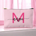 Hot Pink Monogram Name Girl's Script  Accessory Pouch<br><div class="desc">Organise your essentials in style with our Hot Pink Monogram Name Girl's Script Accessory Pouch! Featuring a bold hot pink design, this pouch is personalised with your name in an elegant script font for a chic, custom touch. Perfect for storing cosmetics, stationery, or small accessories, it combines practicality with flair....</div>