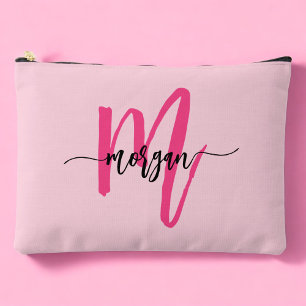Hot Pink Monogram Name Girl's Script  Accessory Pouch
