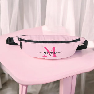 Hot Pink Monogram Name Girl's Script  Bum Bags