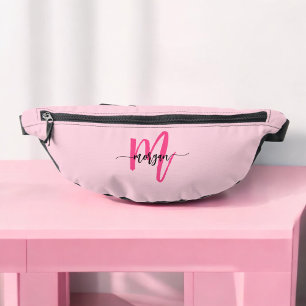 Hot Pink Monogram Name Girl's Script  Bum Bags