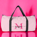 Hot Pink Monogram Name Girl's Script Sports<br><div class="desc">Elevate your game with our Hot Pink Monogram Name Girl's Script Sports Duffle Bag! Featuring a vibrant hot pink design, this duffle bag is personalised with your name in an elegant script font for a custom touch. Ideal for sports, gym sessions, or travel, it offers ample space and durable construction...</div>