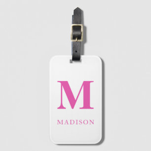 Hot Pink Monogram Name Luggage Tag