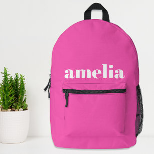 Hot Pink Monogram Printed Backpack