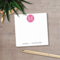 Hot Pink Monogram with name and contact number