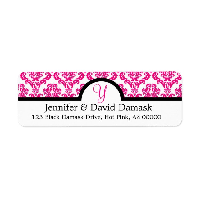 Hot Pink Monogram Y Damask Wedding (Front)
