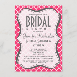 Hot Pink Moroccan Quatrefoil Invitation