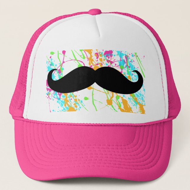 Hot Pink Moustache Trucker Hat (Front)