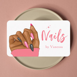 Hot Pink Nail Artist Salon Qr Code Business Card