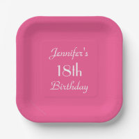 Hot Pink, Name, 18th Birthday Party Square