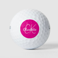 Hot pink name monogram initials
