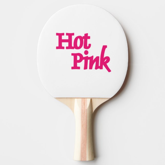 Hot Pink name white ping pong paddle (Front)