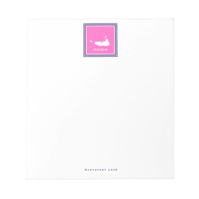 Hot Pink Nantucket (Sconset) Zip Code Note Pad (Front)
