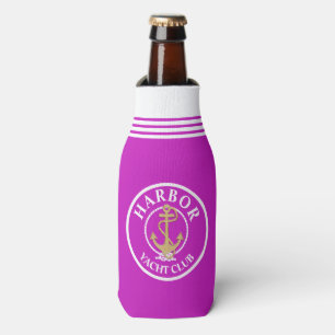 Hot Pink Nautical Bottle Cooler