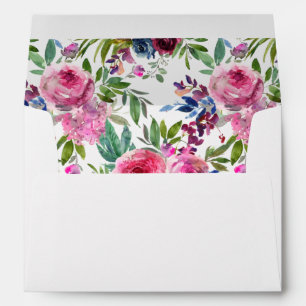 Hot Pink & Navy Blue Floral Envelope