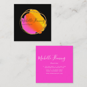 Hot-Pink Neon Glitter Square Business Card
