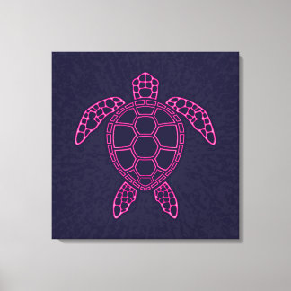 Hot Pink Neon Lava Sea Turtle Design Canvas Print