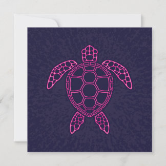 Hot Pink Neon Lava Sea Turtle Design Holiday Card