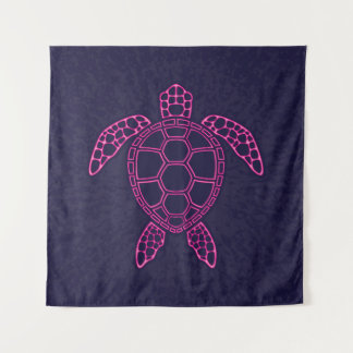 Hot Pink Neon Lava Sea Turtle Design Tapestry