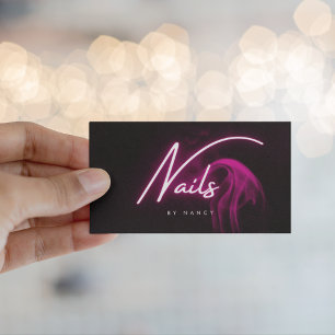 Hot Pink Neon & Smoke Nails Handwritten Script Business Card
