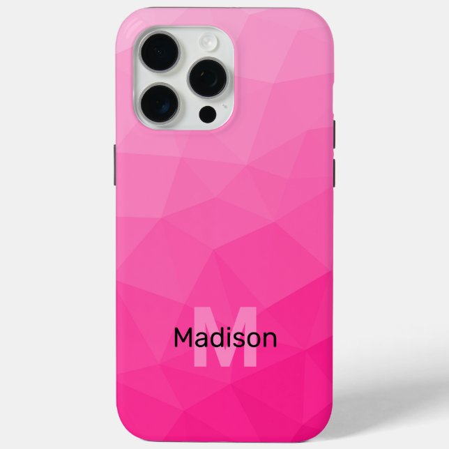 Hot pink ombre geometric mesh pattern Monogram Case-Mate iPhone Case (Back)