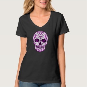 Hot Pink on Pink - Day of the Dead Sugar Skull T-Shirt
