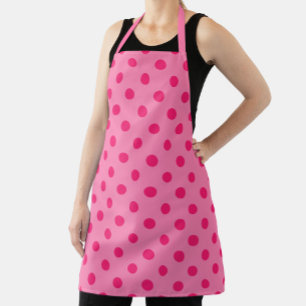 Hot Pink On Pink Polka Dots Pattern Design Apron