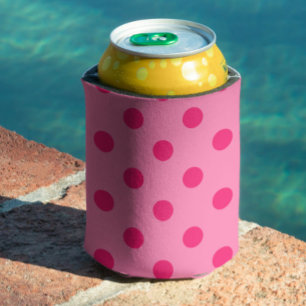 Hot Pink On Pink Polka Dots Pattern Design Can Cooler