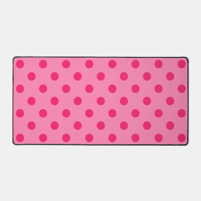 Hot Pink On Pink Polka Dots Pattern Design Desk Mat (Front)