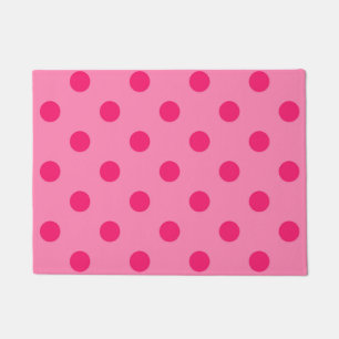 Hot Pink On Pink Polka Dots Pattern Design Doormat