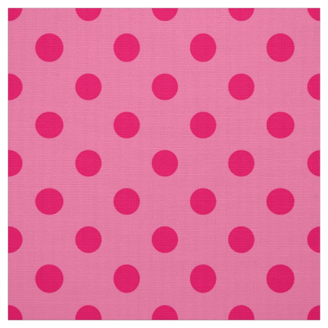 Hot Pink On Pink Polka Dots Pattern Design Fabric (Swatch)