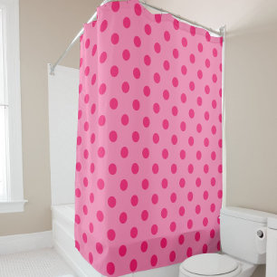 Hot Pink On Pink Polka Dots Pattern Design Shower Curtain