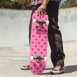 Hot Pink On Pink Polka Dots Pattern Design Skateboard